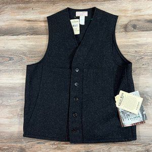 NWT Filson Mackinaw Vest Mens Size 40 Black Charcoal Wool Made in USA Steampunk